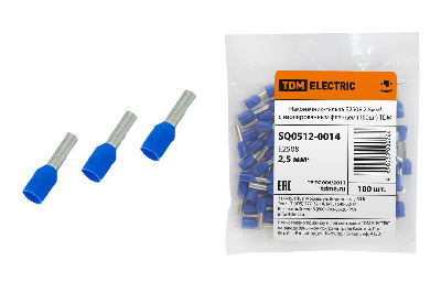 Наконечник-гильза Е2508 2,5мм2 с изолированным фланцем (100шт) TDM