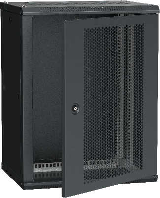 Шкаф LINEA W 600х650мм укомплектованный дверь     перфорированная черный RAL9005