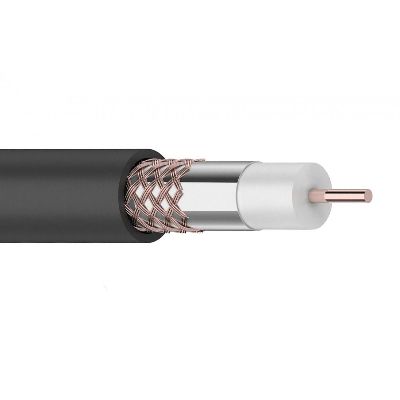 Кабель коаксиальный RG-6U+Cu, 75 Ом, Cu/Al/Cu, 64%, бухта 100 м, черный OUTDOOR, REXANT