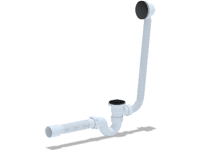 Сифон для ванны Ани клик-клак с выпуском и переливом прямоточный с трубой 40х50 черный