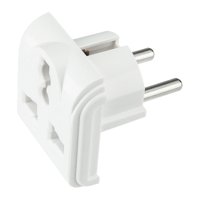 Адаптер сетевой переходник с универсальной на Евро вилку F/C2 'Квадрат' 10А б/з белый 1 уп – 1 шт