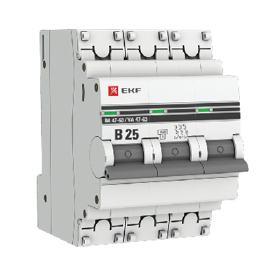 Автоматический выключатель 3P 25А (В) 4,5kA ВА 47-63 EKF PROxima
