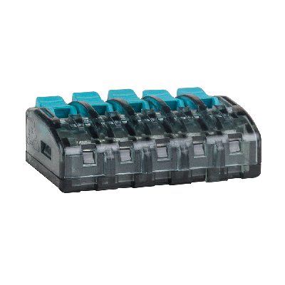 Клемма строительно-монтажная OptiKit СМК 221-415 с рычагом 5 отверстий 0,2-2,5(4,0)мм2