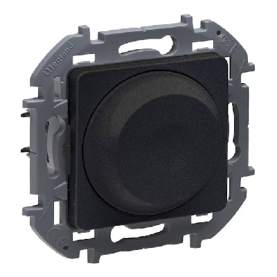 Светорегулятор поворотно-нажимной без нейтрали 300Вт антрацит INSPIRIA