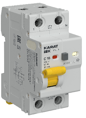 KARAT Устройство защиты от дугового пробоя с выключателем автоматическим дифференциального тока 1P+N C 16А 30мА тип AC IEK