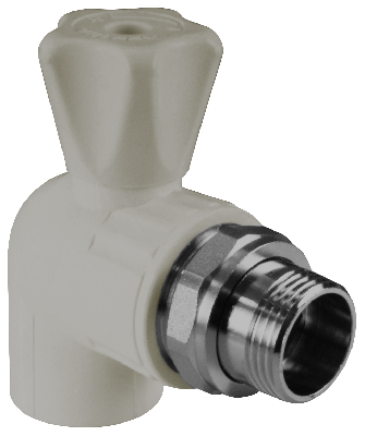 Кран шаровой для радиатора угловой 25х3/4 (40/10) серый