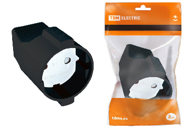 Кабельная розетка 2П без заземления с защитными шторками 10А 250B черная