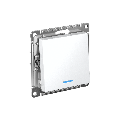 ATLASDESIGN 1-клавишный ПЕРЕКЛЮЧАТЕЛЬ с подсветкой, сх.6а, 10АХ, быстрозажимные клеммы, БЕЛЫЙ