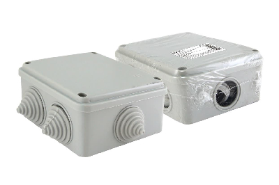 Распаячная коробка ОП 100х100х50мм, крышка на винтах, IP55, 6 входов инд. штрихкод