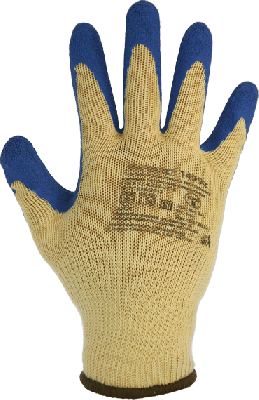 Перчатки х/б бесшовные с покрытием из рельефного текстурированного латекса ArmProtect 1499z. Цвет белый/синий р.10