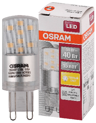 Лампа светодиодная LED 3,5Вт G9 STAR PIN40 (замена 40Вт), теплый белый свет Osram