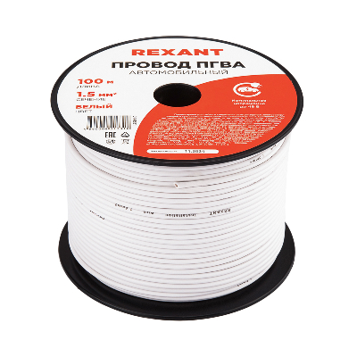 Провод ПГВА 1х1.50 мм2, белый, бухта 100 м,