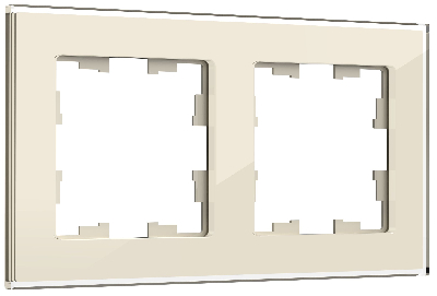 BRITE Рамка 2 -местная РУ-2-2-БрВа стекло ванильный