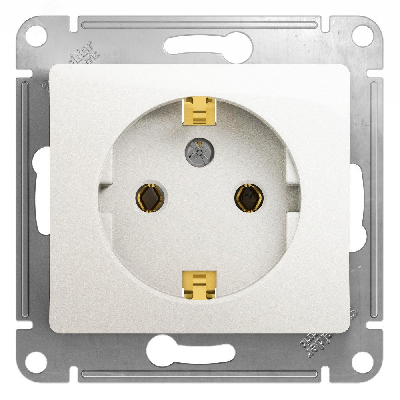 GLOSSA Розетка с заземлением перламутр в рамку