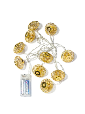 Гирлянда-Фонарики лофт метал. золот диаметр 5х3см 10LED
