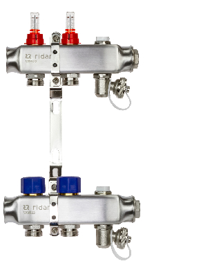 Коллекторная группа SSM-2RF set 2 контура 1' x 3/4' с расходомерами и кронштейнами