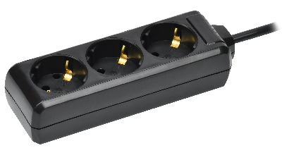 Удлинитель У03 3 места с заземлением 3м 3х1мм2 16А 250В черный