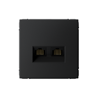 ARTGALLERY РОЗЕТКА двойная компьютерная RJ45+RJ45, кат. 5е, механизм, КАРБОН