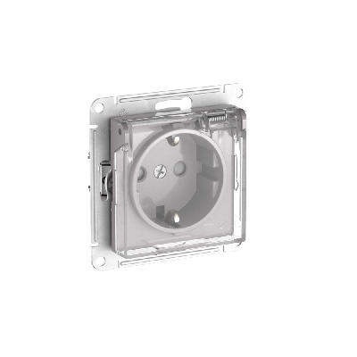 ATLASDESIGN AQUA РОЗЕТКА с заземлением со шторками с прозрачной крышкой, 16А,IP44, быстрозажимные клеммы,АЛЮМИН