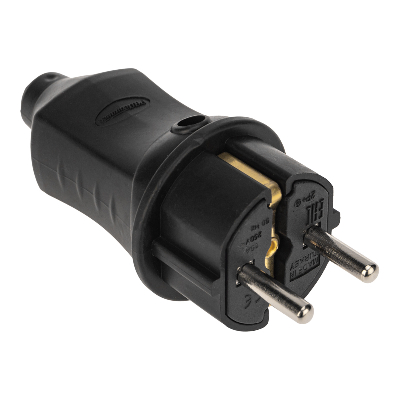 Вилка прямая влагозащищенная 2P+PE 230V, 16 А, IP44 каучук PROconnect