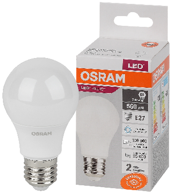 Лампа светодиодная LED 7 Вт E27 6500К 560Лм груша 220 В (замена 60Вт) OSRAM