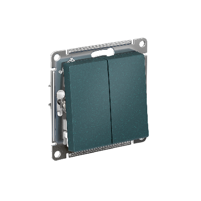 ATLASDESIGN 2-клавишный ПЕРЕКЛЮЧАТЕЛЬ, сх.6/2, 10АХ, быстрозажимные клеммы, ИЗУМРУД