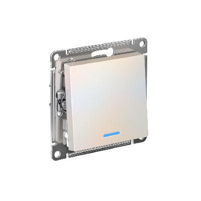 ATLASDESIGN 1-клавишный ПЕРЕКЛЮЧАТЕЛЬ с подсветкой, сх.6а, 10АХ, быстрозажимные клеммы, ЖЕМЧУГ