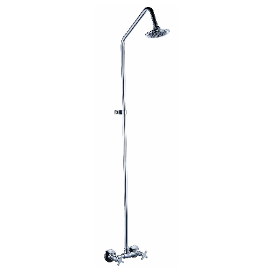 Cистема душевая со смесителем с 2-мя маховиками без излива с лейкой тропической