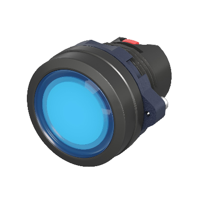 Головка кнопки плоская прозрачная без фиксации, синяя