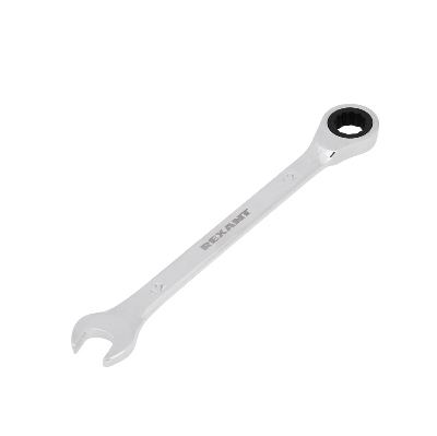 Ключ комбинированный трещоточный 12 мм, CrV, зеркальный хром