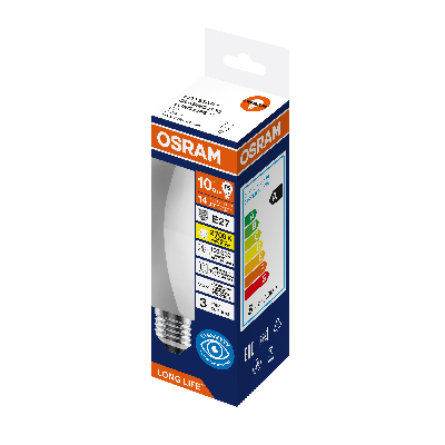 Лампа светодиодная 10Вт 806Лм 2700К Е27 свеча 170-250В OSRAM LONG LIFE