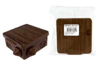 Распаячная коробка ОП 80х80х50мм, крышка, бук, IP54, 7вх. инд. штрихкод