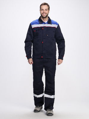 Костюм Фаворит-1 СОП усиленный IMP (тк.Смесовая,210) брюки, т.синий/васильковый/красный, р. 56-58/182-188