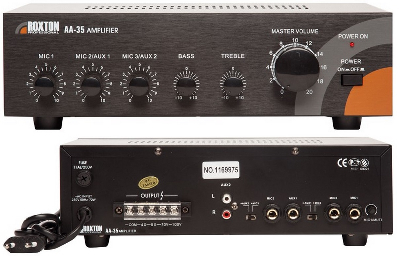 Усилитель трансляционный, mp3, WMA с разъемами для установки USB/SD/MMC-карт 35 Вт, USB-проигрыватель, 3 микр/2 лин входа