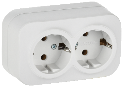 GLORY Розетка 2-местная для открытой установки с заземлением без защитных шторок 16А РС22-3-ХБм белый матовый IEK