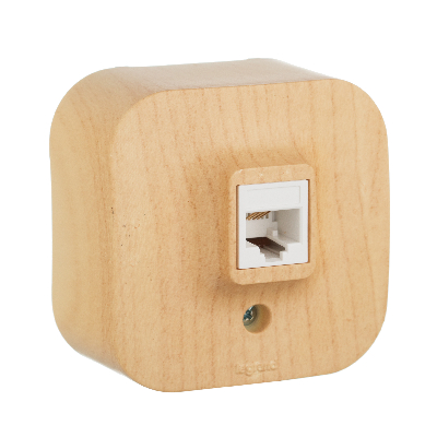 Розетка телефонная RJ11 для открытой установки дерево QUTEO