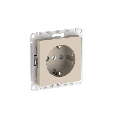 ATLASDESIGN РОЗЕТКА с заземлением со шторками, 16А, быстрозажимные клеммы, ПЕСОЧНЫЙ
