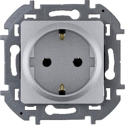 Розетка 2К+З немецкий стандарт 16 А 250 В~ INSPIRIA алюминий