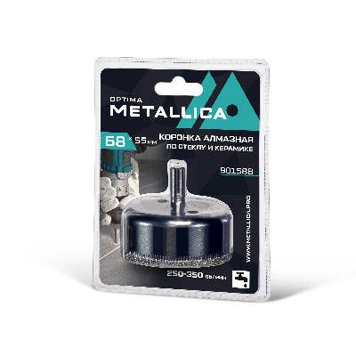 Коронка алмазная 68x55 мм, #80, по стеклу, плитке, 1 шт, в блистере.