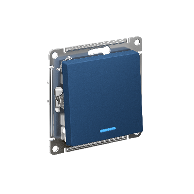 ATLASDESIGN 1-клавишный ВЫКЛЮЧАТЕЛЬ с подсветкой , сх.1а, 10АХ, быстрозажимные клеммы,АКВАМАРИН