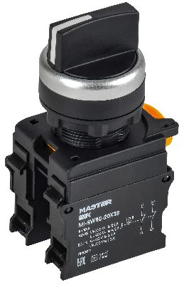 Переключатель 3 положения возвратный 2NO чёрный MASTER IEK