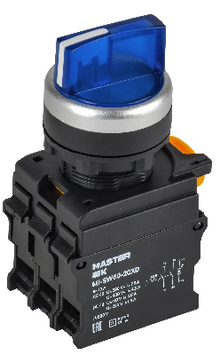 Переключатель с подсветкой 3 полож. 2NO синий MASTER IEK