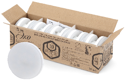 Лампа светодиодная LED 10 Вт 800Лм 2700К таблетка (GX53) теплый GX53 220-240В ECO LED GX-10W-827-GX53 (10-PACK) Red Line