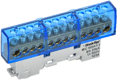 TEKFOR Шина N ноль изолированная на универсальном держателе 8х12-12-С IEK