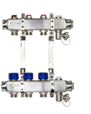 Коллекторная группа SSM-3R set 3 контура 1' x 3/4' с термостатическими клапанами и кронштейнами