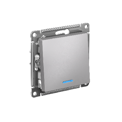 ATLASDESIGN 1-клавишный ВЫКЛЮЧАТЕЛЬ с подсветкой ,сх.1а, 10АХ, быстрозажимные клеммы,АЛЮМИНИЙ