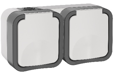 Розетка 2-местная горизонтальная TORS 16А IP55 белый