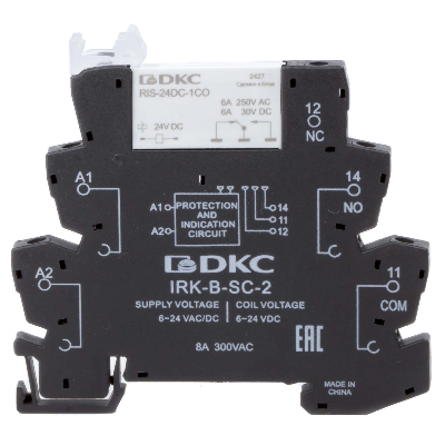 Реле интерфейсное, 1CO, ком. ток 6А, AgSnO2, напряжение 24V AC/DC, винтовые клеммы.