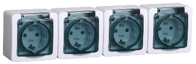 Гермес PLUS Розетка четырехместная с заземлением наружная прозрачная IP54