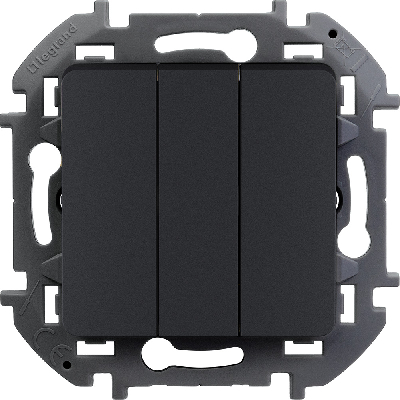 Выключатель трехклавишный INSPIRIA 10 AX 250 В~ антрацит